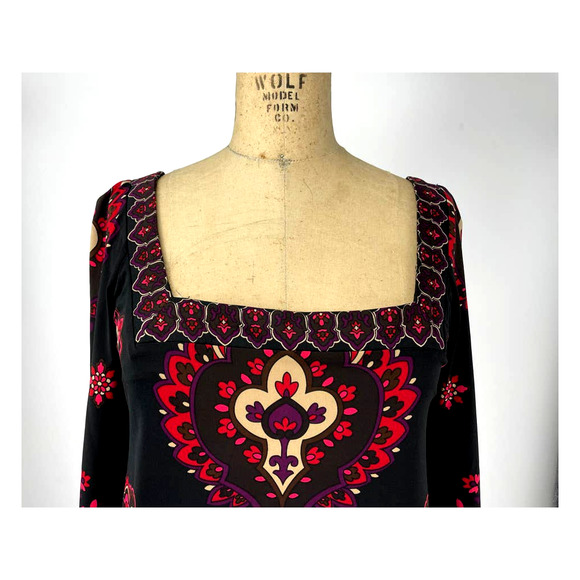 INC International Concepts Black Printed Square Neck Shift Dress Size Medium M - Picture 3 of 6